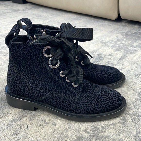 NIB Zadig & Voltaire Laureen Leopard Suede Lace Up Ankle Boots Ink Black Sz 36 - Picture 9 of 15